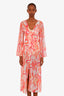 Cinq a Sept Pink/Orange Wrap Maxi Shawl Dress Size S