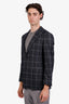Pal Zileri Grey/Blue Striped Wool Silk Single Breasted Suit Jacket Size 48 Mens