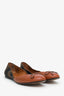 Fendi Brown Canvas and Leather Pequin Bow Ballet Flats Size 39.5