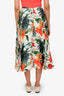 Alice + Olivia White/Multicolour Floral Print Midi Skirt Size 0
