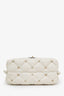 Valentino Off White Quilted Leather Mini Candystud Top Handle Bag with Strap