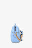 Gucci Light Blue Leather Chevron Quilted Mini GG Marmont Crossbody Bag