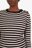 Max Mara Blue/White Striped Virgin Wool Cashmere Crewneck Sweater Size M