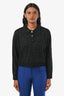 Sandro Black Rhinestones Wool Blend Cropped Polo Shirt Size 0