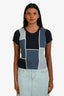 Mother Blue Ribbed Short Sleeve Sweater Size XS