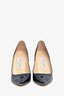 Jimmy Choo Navy Blue Patent Leather Pointed Toe Heels Size 37