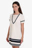 Pre-loved Chanel™ White/Blue Cotton Blend Crochet Mini Dress Size 38