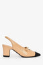 Pre-loved Chanel™ Beige/Black Leather Cap Toe CC Heels Size 37.5