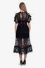 Self-Portrait Navy Lace Embroidered Short Sleeve Maxi Dress Size 6