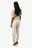 Hemant & Nandita Cream/Floral Short Sleeve Ruffle Body Suit & Cuffed Pant Set Size Small