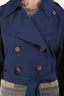 Acne Studios Navy Double Breasted Cropped Trench Jacket Size 32