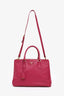 Prada Pink Saffiano Leather Medium Double Zip Galleria Tote with Strap