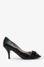 Salvatore Ferragamo Black Patent Leather Vara Bow Talia Open Toe Pumps Size 5.5