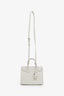 Saint Laurent White Grained Leather Small Sac de Jour Bag with Strap
