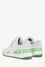 Gucci White and Green Leather and Canvas 'Basket Low' Sneakers Size 39