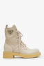 Prada Beige Re-Nylon Metal Triangle Logo 50mm Combat Boots Size 35.5