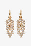 Pre-loved Chanel™ Gold Tone CC Crystal Leaf Drop Hoop Earrings