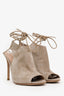 Gianvito Rossi Taupe Suede Peep-Toe Mules Size 36.5