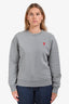 Ami Grey Heart Logo Embroidered Crewneck Sweater Size XL