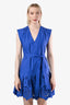 Derek Lam 10 Crosby Blue Cotton Embroidered Belted Sleeveless Mini Dress Size 2