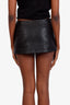 Prada Black Leather Logo Mini Skirt Size 36