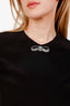 Dolce & Gabbana Black Silk Crystal Bow Detail Short Sleeve Top Size 42