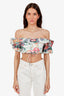 Zimmermann White Floral Print Linen Crop Top Size 3