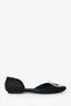 Roger Vivier Black Satin D'Orsay Crystal Embellished Flats Size 36