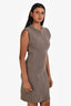 Hermès Taupe Wool Sleeveless Jacquard Bandeau Mini Dress Size 34