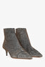 Alexandre Birman Gold/Black Glitter Ankle Boot Kitten Heels Size 39