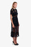 Self-Portrait Navy Lace Embroidered Short Sleeve Maxi Dress Size 6