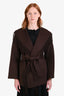 Simkhai Brown Wool Blend Fringe 'Rowen' Belted Jacket Size Small