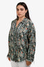 R13 Light Blue Floral Print Shredded Seam Ruffle Button Down Long Sleeve Shirt Size S