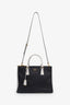 Prada Black/White Saffiano Double Zip Medium Galleria Tote with Strap