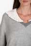 Chloe Grey Fleece Peter Pan Collared Sweater Size XL