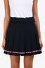 Thom Browne Navy Cotton Pleated Raw Hem Mini Skirt Size 36