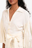 Veronica Beard Cream Linen Blend Button Up Long Sleeve Belted Mini Dress Size 0