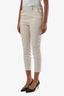 Pantalon Capri Frank & Eileen en mélange de coton crème, taille M