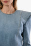 Balmain Denim All Over Crystal Padded Shoulder Top Size 38