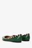 Valentino Green/Black Studded Pointed Flats Size 37