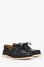 Gucci Navy Blue Leather Web Detail Boat Shoes Size 7.5 Men's