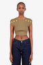 Balmain Green Knit Button Top Size 36