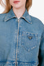 Prada Light Blue Cropped Denim Zip Up Jacket Size 36