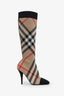 Burberry Beige Check Knitted Sock Boots Size 38