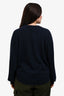 Tibi Navy Blue Cashmere Open Elbow Sweater Size L