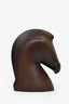 Hermès Brown Wood and Etoupe Leather Samarcande Horse Paperweight