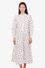Ganni White Polka Dot Print Poplin Long Sleeve Midi Dress Size 40
