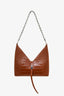 Givenchy Brown Crocodile Embossed Cut-Out Tote Shoulder Bag