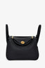 Hermès 2022 Navy Blue Clemence Leather Mini Lindy