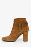 Saint Laurent Brown Suede Fringe Lace Up Bootie Size 36.5